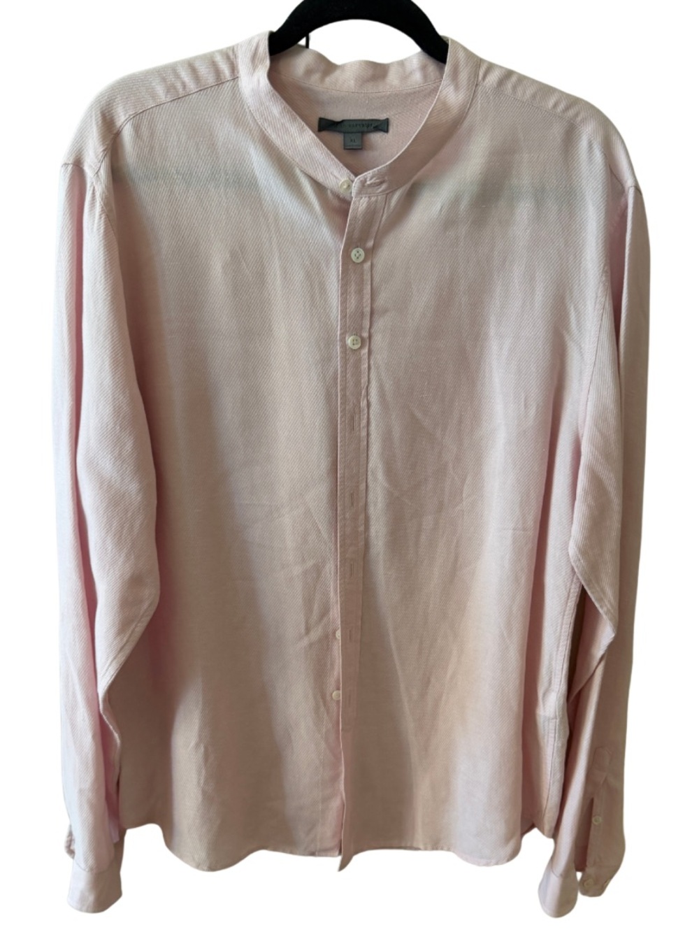 John Varvatos Pink Mandarin Collar Shirt Linen Blend Men’s XL